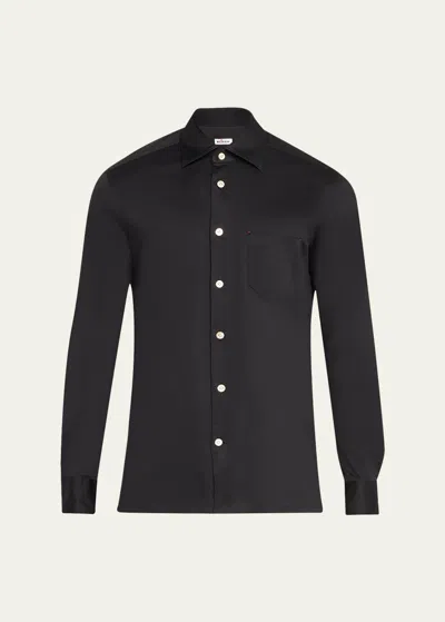 Kiton Men's Nerano Cotton Sport Shirt In Blk
