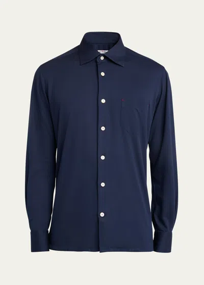 Kiton Men's Nerano Cotton Stretch Sport Shirt In Navy