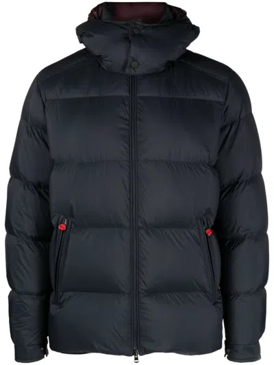 Kiton Padded Design Short Down Jacket In Blue