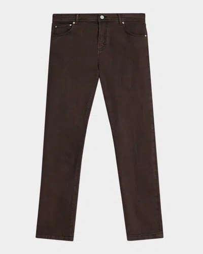 Kiton Men's Overdyed Wool Five-pocket Pants In Brown
