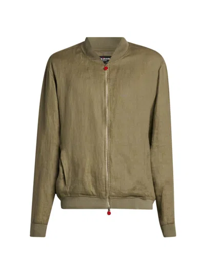 Kiton Men's Pahoa Linen Jacket In Green