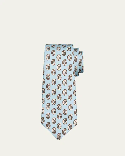 Kiton Men's Paisley 7-fold Silk Tie In Blue