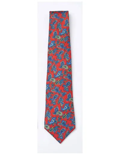 Kiton Men's Paisley Print Silk Tie In Red Mix In Multi