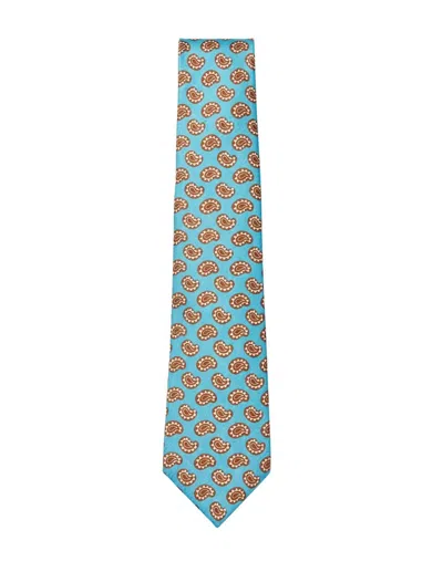 Kiton Men's Paisley Print Tie In Turquoise Mix In Multi