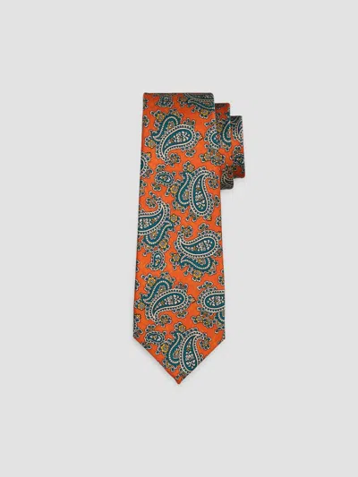 Kiton Men's Paisley Silk Twill Tie In Orange