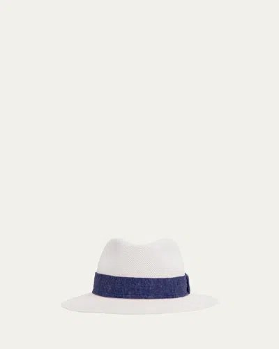 Kiton Men's Panama Straw Hat In Blue