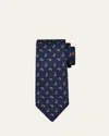 Kiton Men's Petite Paisley Silk Tie In Blue
