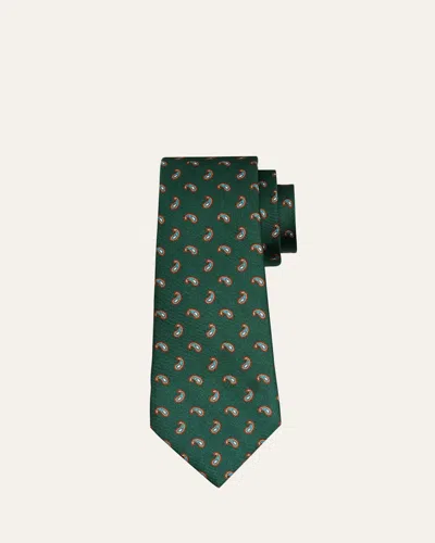 Kiton Men's Petite Paisley Silk Tie In Green