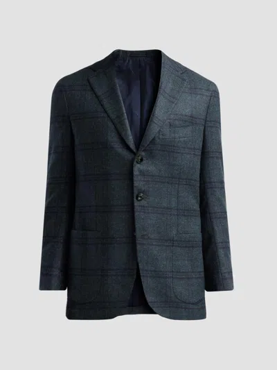 Kiton Men's Plaid Cashmere Single-breasted Sport Coat In Blue