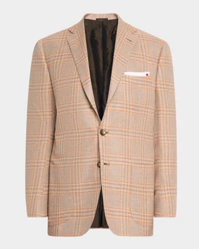 Kiton Men's Plaid Single-breasted Sport Coat In Brown