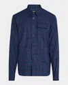 Kiton Men's Plaid Wool And Silk Casual Overshirt In Navy Mult