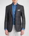 Kiton Men's Plaid Wool-cashmere Sport Coat In Dk Gry Mult