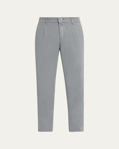 Kiton Men's Pleated Straight-fit Pants In Gray