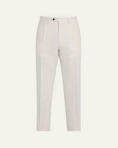 Kiton Men's Pleated Twill Pants In Lt Gry