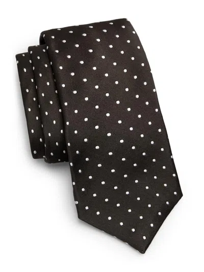 Kiton Men's Polka Dot Silk Tie In Black