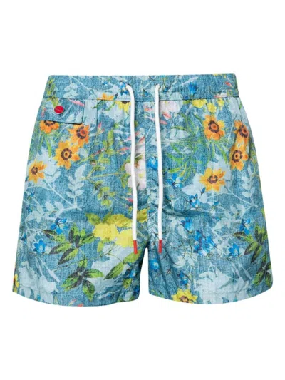 KITON MEN'S PRINTED SWIM SHORTS