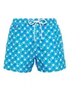 Kiton Swim Shorts Featuring Graphic Print And Drawstring In Clear Blue