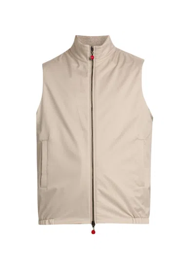 Kiton Men's Reversible Full-zip Vest In Sand