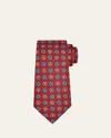 Kiton Men's Rust Medallion Silk Tie In Multi
