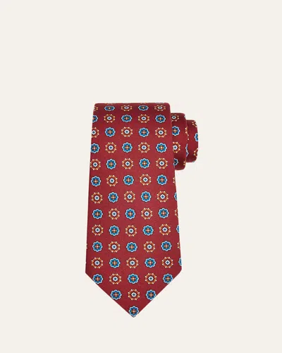 Kiton Men's Rust Medallion Silk Tie In Brown