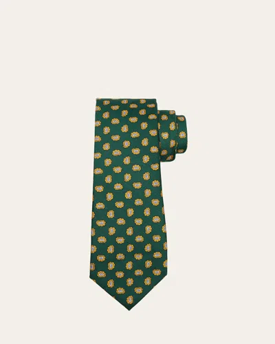 Kiton Men's Scalloped Paisley Silk Tie In Green