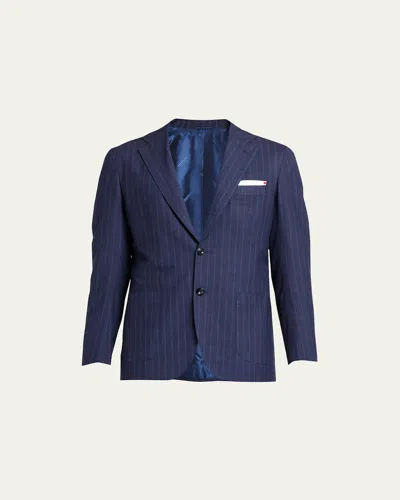 Kiton Men's Shadow Stripe Suit In Navy