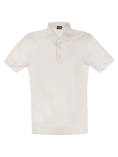 Kiton Men Short-sleeved Cotton Polo Shirt In White