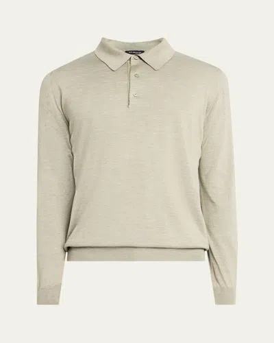 Kiton Men's Silk, Cashmere And Linen Polo Sweater In Grn