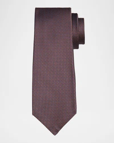 Kiton Men's Silk Geometric Jacquard Seven-fold Tie In Brown
