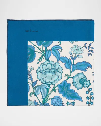 Kiton Men's Silk Large Paisley Pocket Square In Blue
