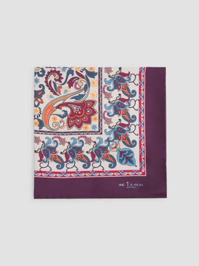 Kiton Men's Silk Multicolor Paisley Pocket Square In Red