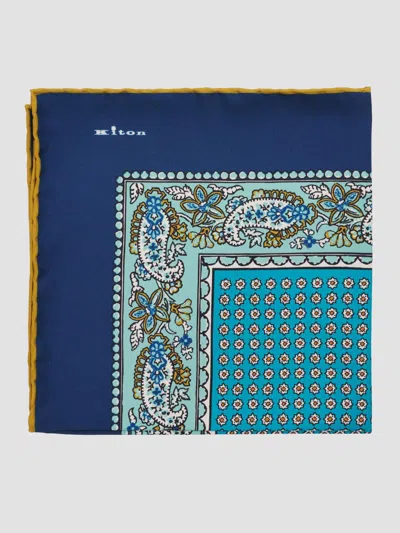 Kiton Men's Silk Pocket Square In Blue