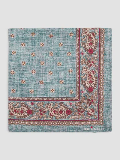 Kiton Men's Silk Pocket Square In Green