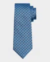 Kiton Men's Silk Polka Dot Jacquard Seven-fold Tie In Blue