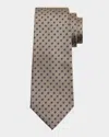 Kiton Men's Silk Polka Dot Jacquard Seven-fold Tie In Brown