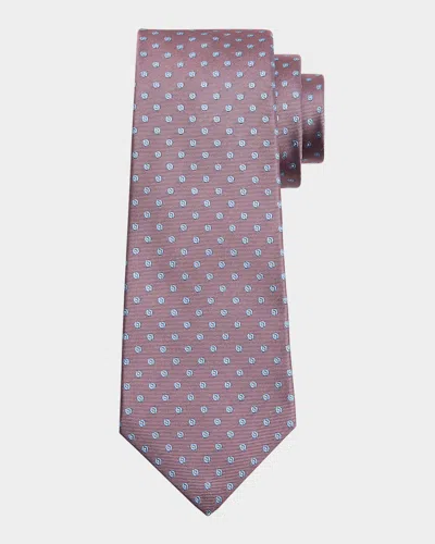 Kiton Men's Silk Polka Dot Jacquard Seven-fold Tie In Pink