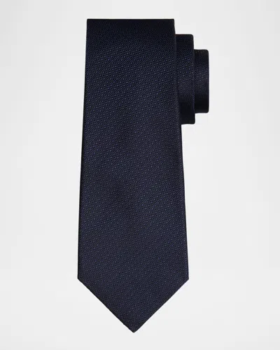 Kiton Men's Silk Tonal Jacquard Seven-fold Tie In Navy