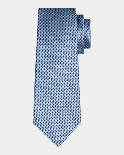 Kiton Men's Silk Woven Ovals Seven-fold Tie In Blue