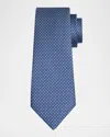 Kiton Men's Silk Woven Ovals Seven-fold Tie In Blue