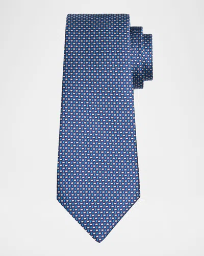 Kiton Men's Silk Woven Ovals Seven-fold Tie In Blue