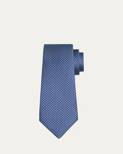 Kiton Men's Silk Woven Ovals Seven-fold Tie In Blue