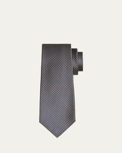 Kiton Men's Silk Woven Ovals Seven-fold Tie In Yellow
