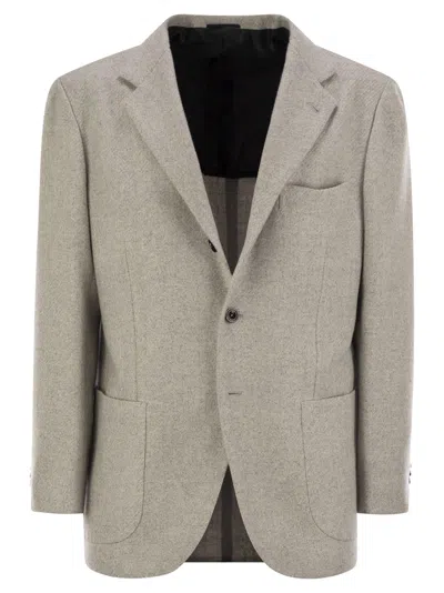 Kiton Men's Single-breasted Cashmere Jacket In Gray