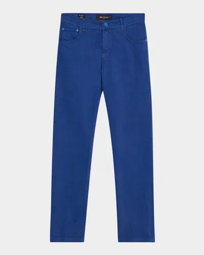 Kiton Men's Slim Denim Five-pocket Pants In Blue