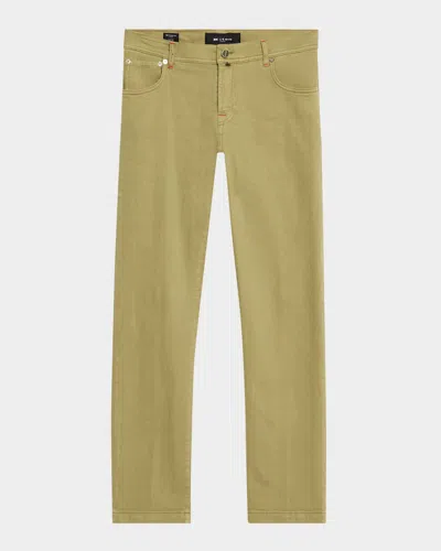 Kiton Men's Five-pocket Pants In Olive