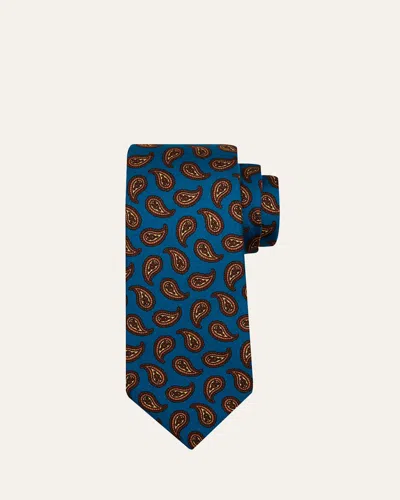 Kiton Men's Small Paisley Silk 7-fold Tie In Blue