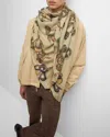 Kiton Men's Snake Graphic Silk-cashmere Scarf In Grn