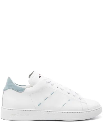 Kiton Lace-up Leather Sneakers In White