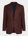Kiton Men's Soft Cashmere Micro-check Sport Coat In Red