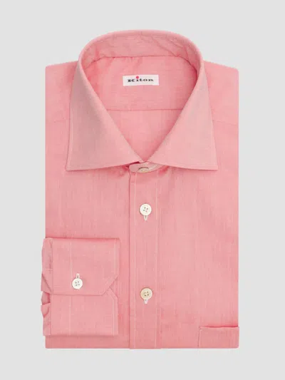Kiton Men's Solid Cotton Classic-fit Dress Shirt In Pink